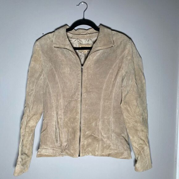 Wilson’s Leather Beige Women’s Zip Up Leather Suede Jacket - Picture 2 of 6